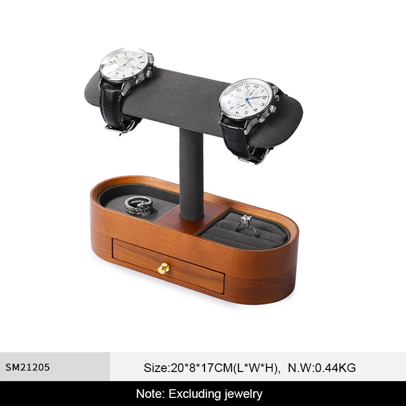 WoodTen Solid Wood Watches Display Stands Base Watch Necklace Bracelet Organizer Rack Bangle Scrunchie Headband Showcase Stands