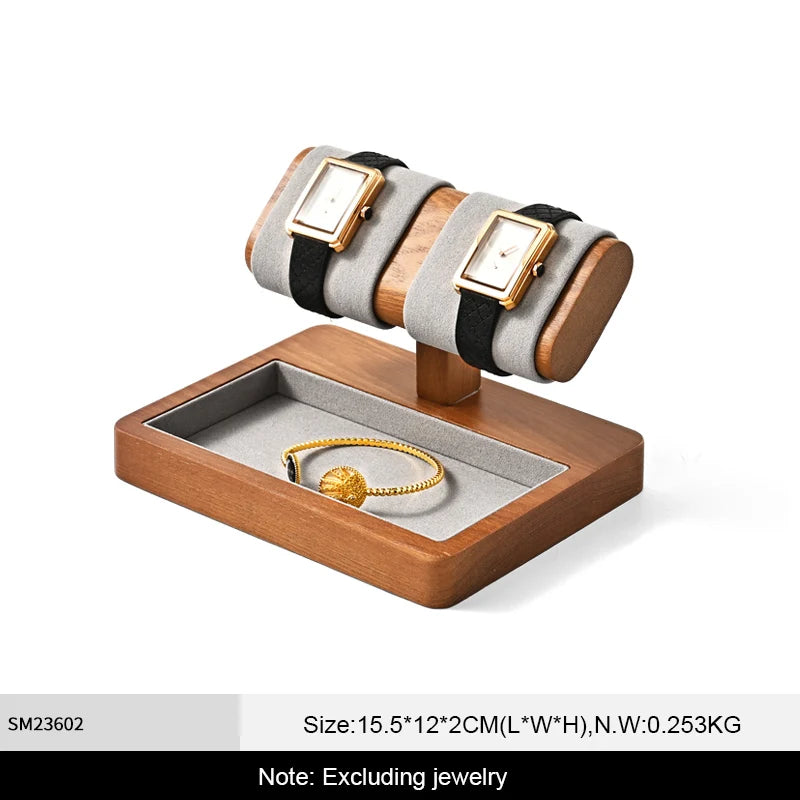 WoodTen Solid Wood Watches Display Stands Base Watch Necklace Bracelet Organizer Rack Bangle Scrunchie Headband Showcase Stands