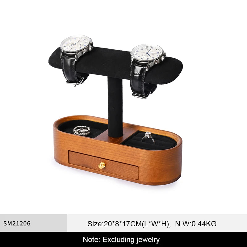 WoodTen Solid Wood Watches Display Stands Base Watch Necklace Bracelet Organizer Rack Bangle Scrunchie Headband Showcase Stands