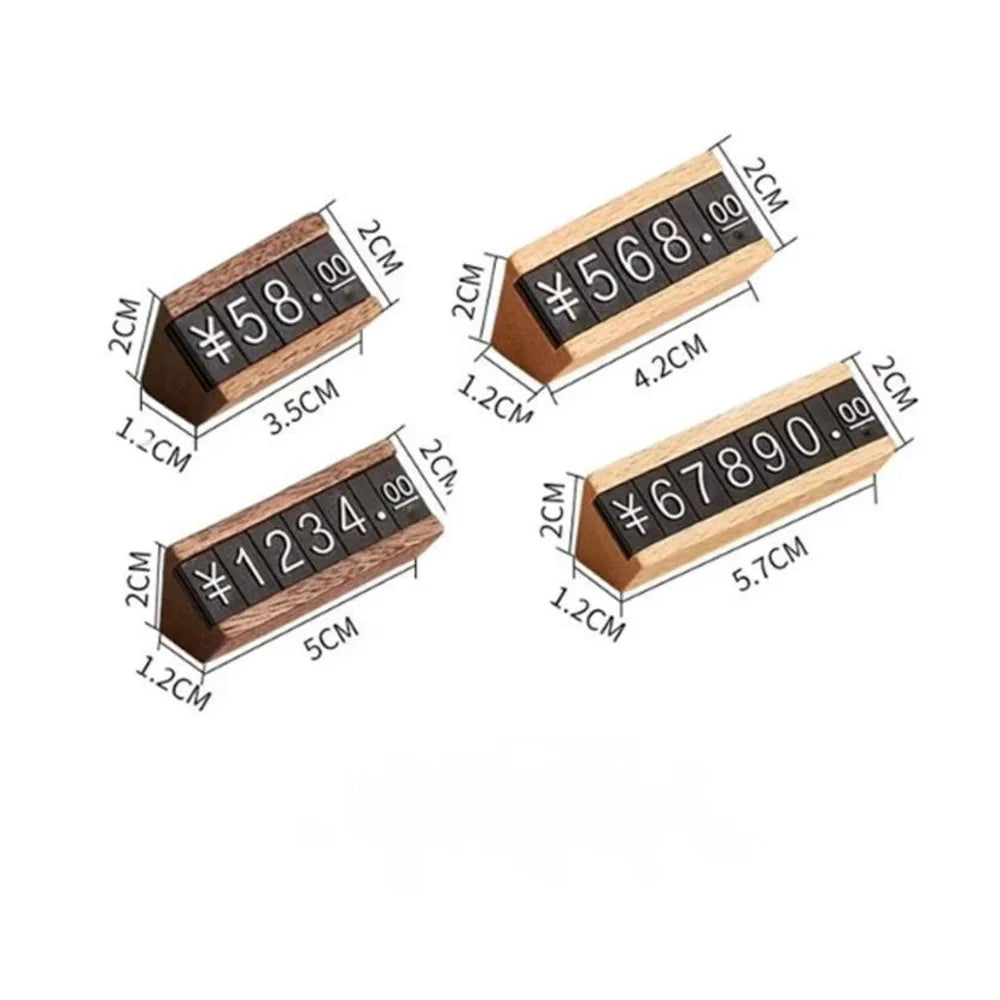 Wood Adjustable Number Letter Price Label Commodity, Wine, Tea, Beauty Products Display Plate Price Cube Tags