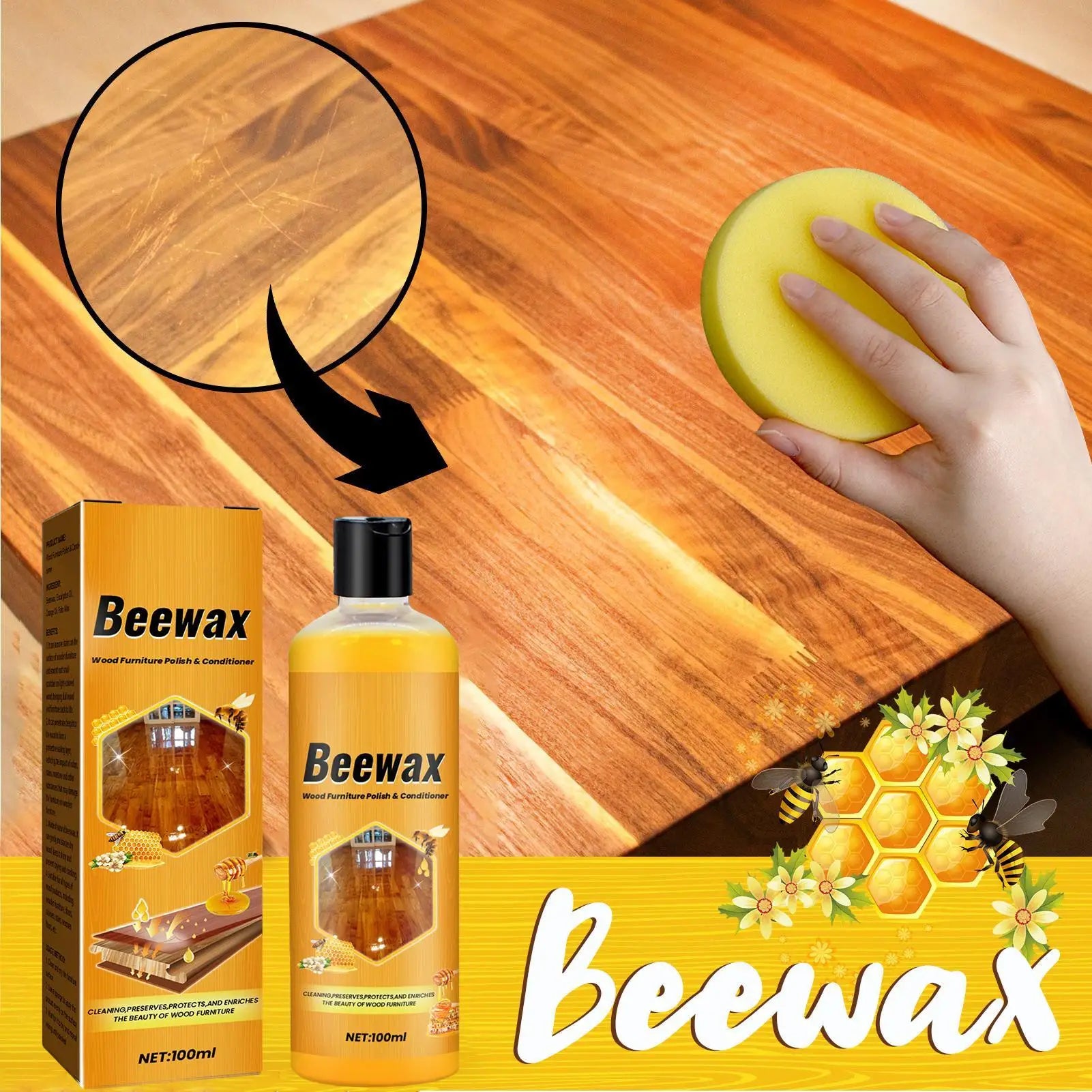 Wood Wax Oil Furniture Coloring Special Polishing Wax Natural Beeswax Floor Wax Brightening Polishing Solid Wax Wood Care Wax