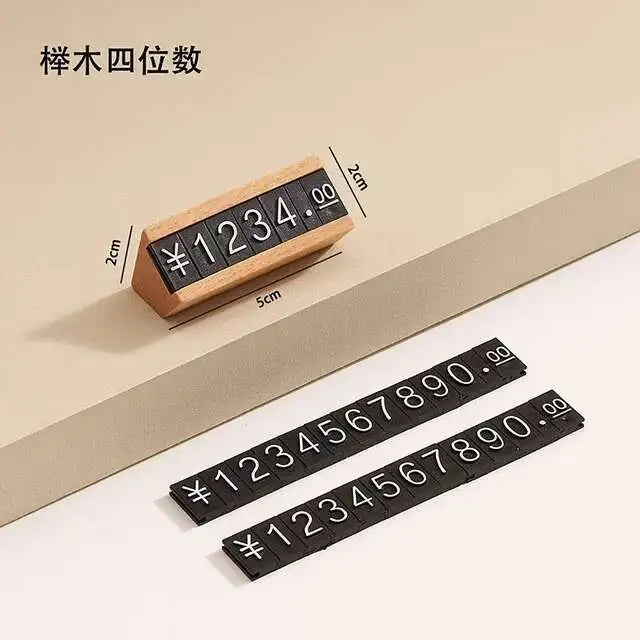 Wood Adjustable Number Letter Price Label Commodity, Wine, Tea, Beauty Products Display Plate Price Cube Tags