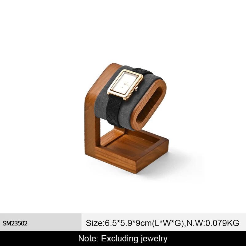 WoodTen Solid Wood Watches Display Stands Base Watch Necklace Bracelet Organizer Rack Bangle Scrunchie Headband Showcase Stands