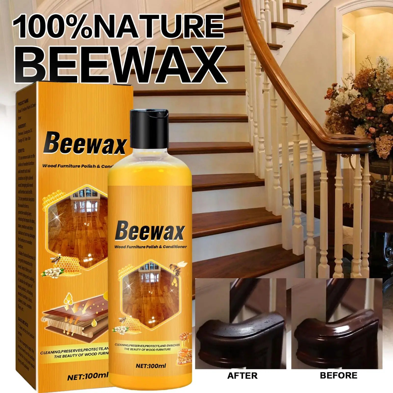 Wood Wax Oil Furniture Coloring Special Polishing Wax Natural Beeswax Floor Wax Brightening Polishing Solid Wax Wood Care Wax