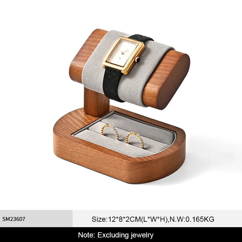 WoodTen Solid Wood Watches Display Stands Base Watch Necklace Bracelet Organizer Rack Bangle Scrunchie Headband Showcase Stands