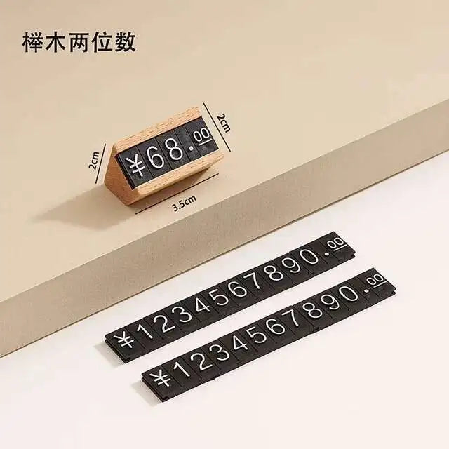Wood Adjustable Number Letter Price Label Commodity, Wine, Tea, Beauty Products Display Plate Price Cube Tags