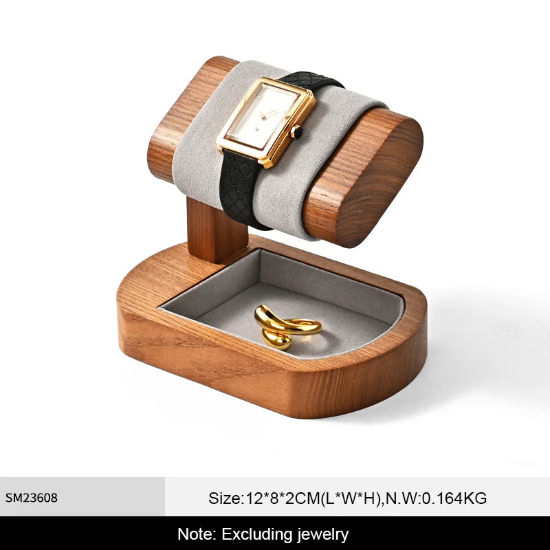 WoodTen Solid Wood Watches Display Stands Base Watch Necklace Bracelet Organizer Rack Bangle Scrunchie Headband Showcase Stands