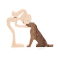 Family Wood Dog Decor Handmade Sculptures Craft Creative Figurine Ornement Decoration For Bedroom Home Office Decor Gift Natural