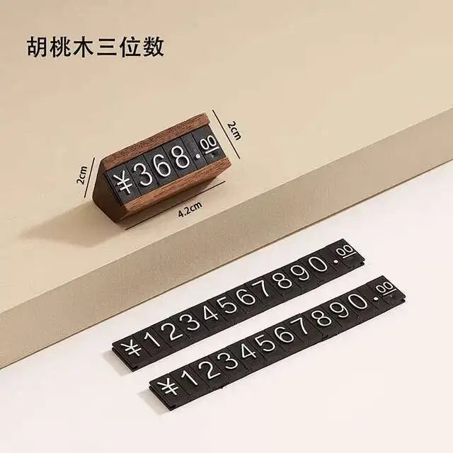 Wood Adjustable Number Letter Price Label Commodity, Wine, Tea, Beauty Products Display Plate Price Cube Tags