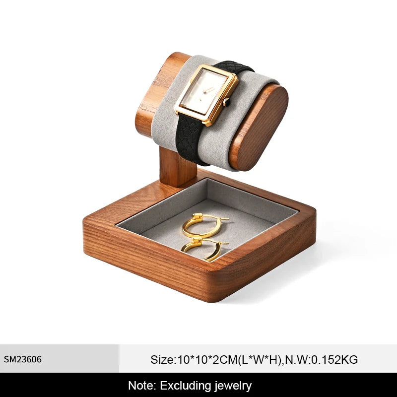 WoodTen Solid Wood Watches Display Stands Base Watch Necklace Bracelet Organizer Rack Bangle Scrunchie Headband Showcase Stands