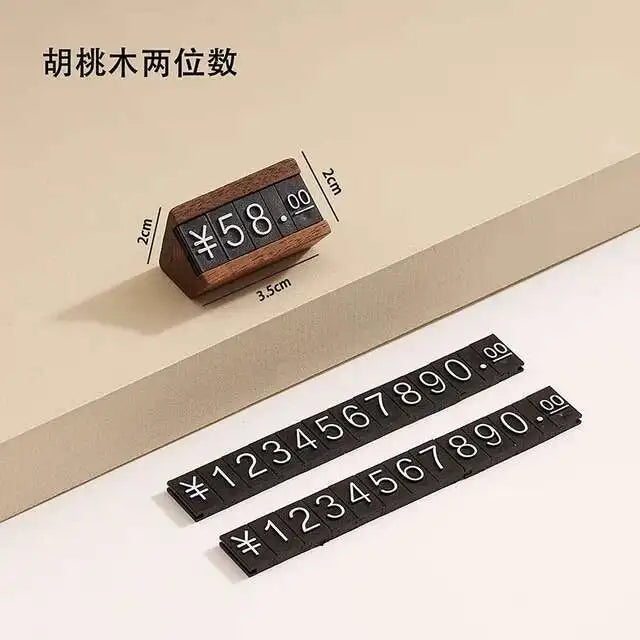 Wood Adjustable Number Letter Price Label Commodity, Wine, Tea, Beauty Products Display Plate Price Cube Tags