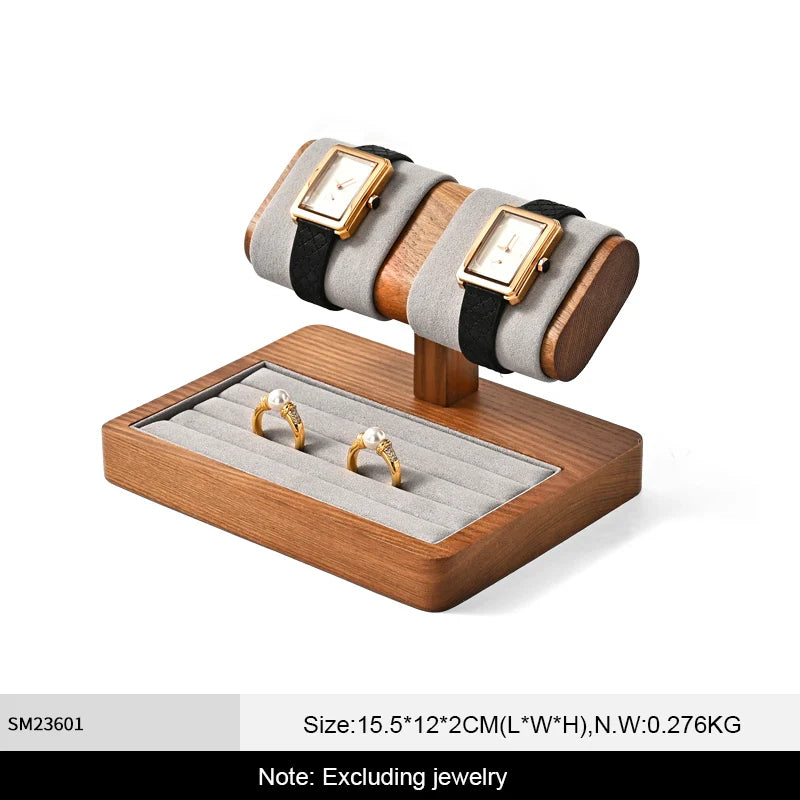 WoodTen Solid Wood Watches Display Stands Base Watch Necklace Bracelet Organizer Rack Bangle Scrunchie Headband Showcase Stands